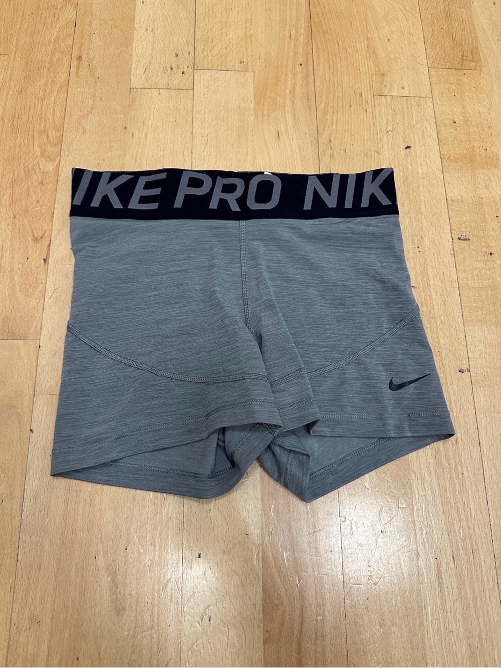 Nike Dri-FIT Light Gray Workout Shorts with Black Waistband